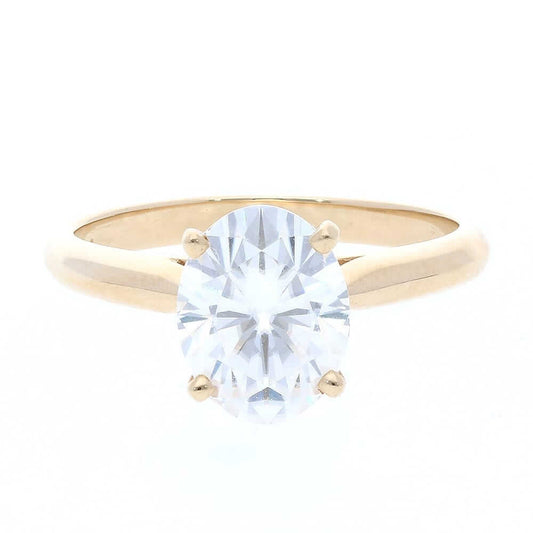 2.10Ct Oval-Cut Moissanite 14K Yellow Gold Solitaire Engagement Ring