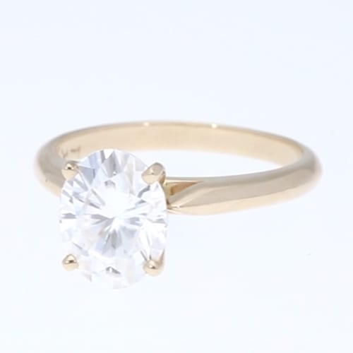 2.10Ct Oval Cut Moissanite 14k Gold Yellow Solitaire Engagement Ring