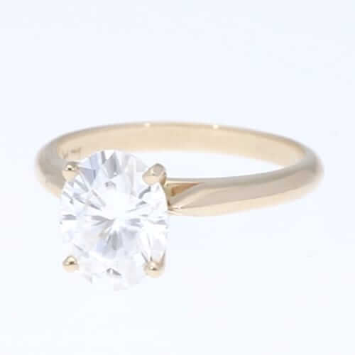 2.10Ct Oval-Cut Moissanite 14K Yellow Gold Solitaire Engagement Ring