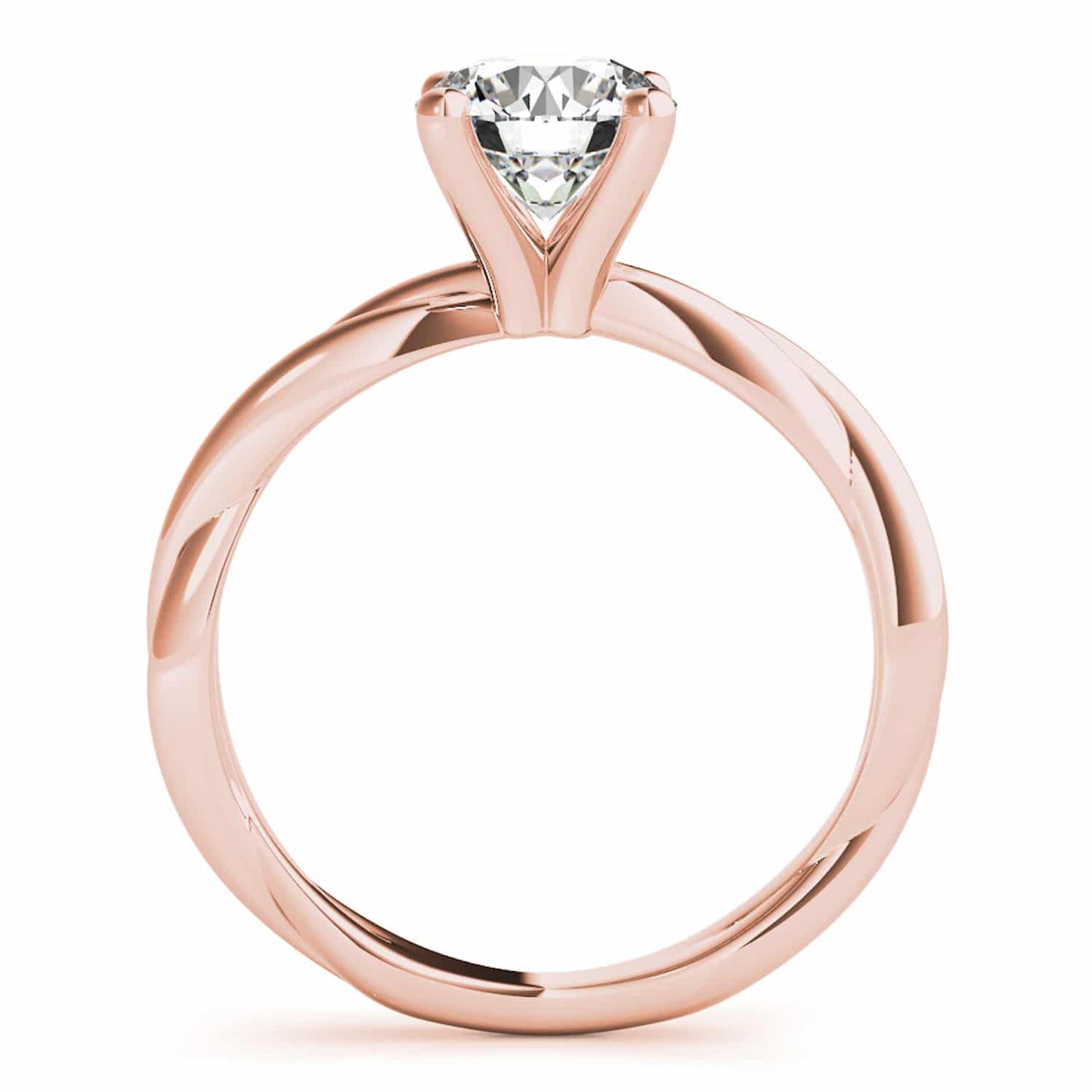 1CT Lab-Grown Diamond 18K Gold Rose Twisted Shank Solitaire Engagement Ring