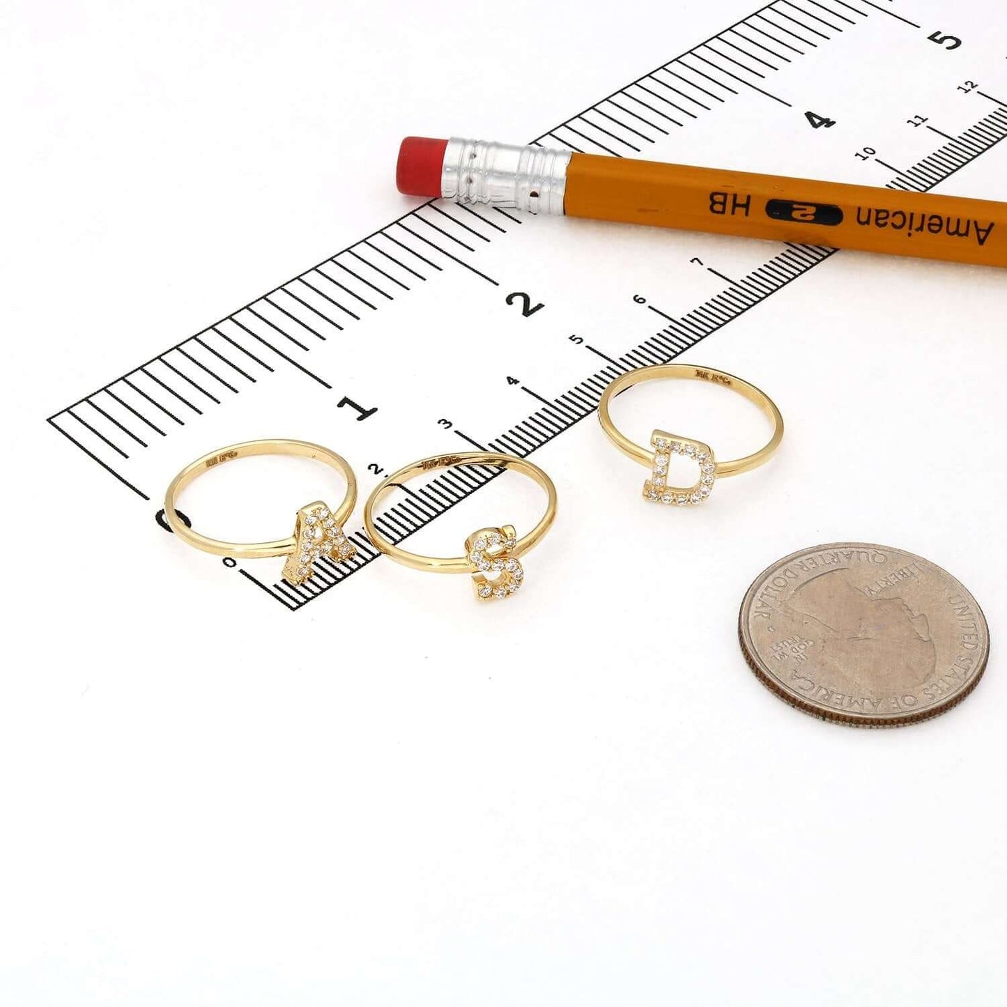 0.12CTW CZ 14K Gold Yellow Initial Letter Ring