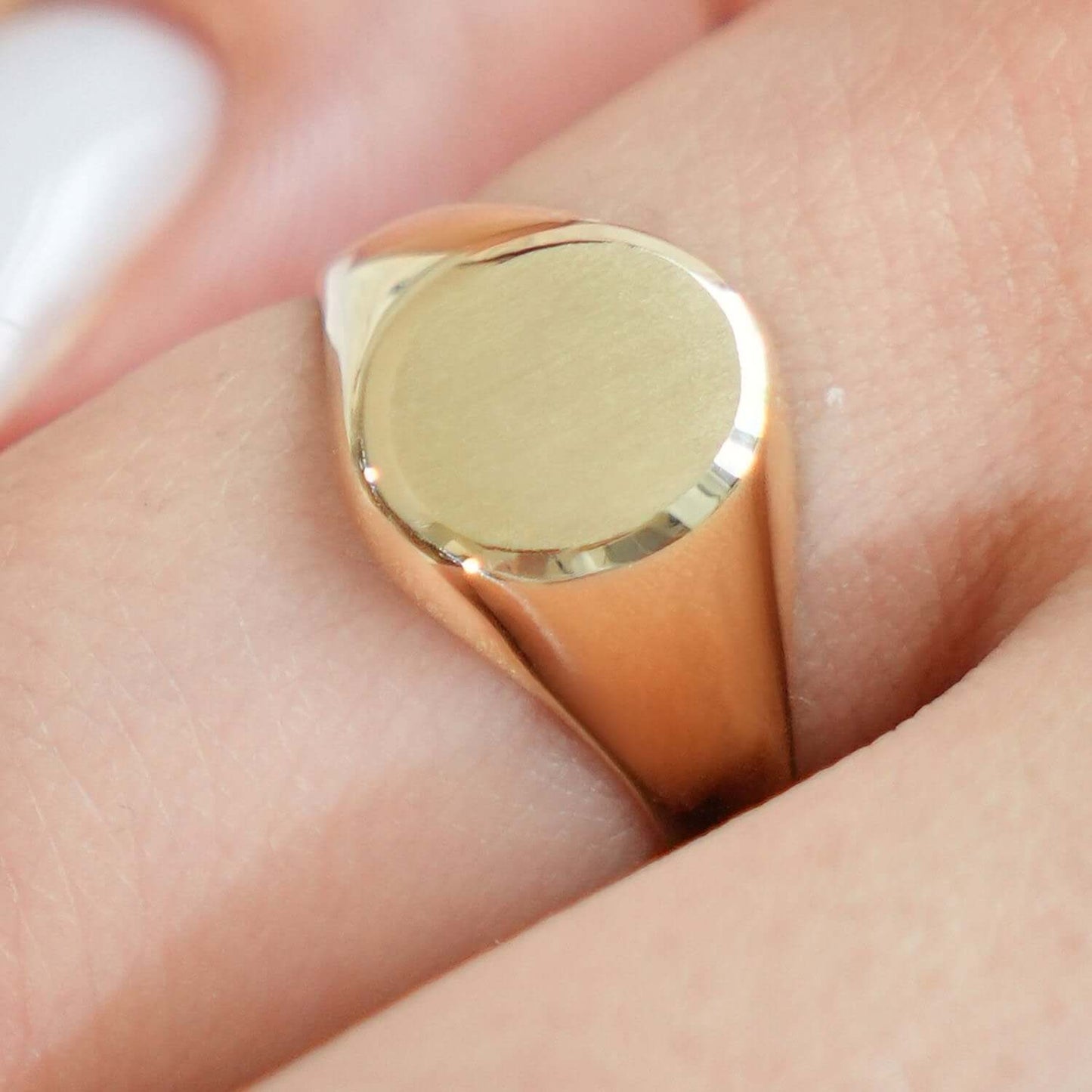 Engravable 14K Gold Oval Personalized Initial Signet Ring
