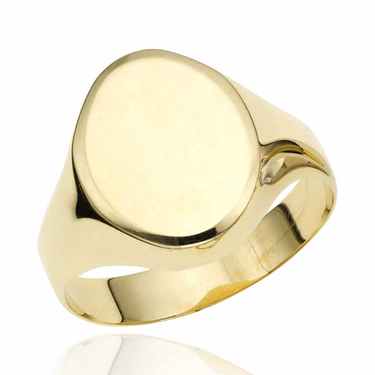 Engravable 14K Gold Oval Personalized Initial Signet Ring