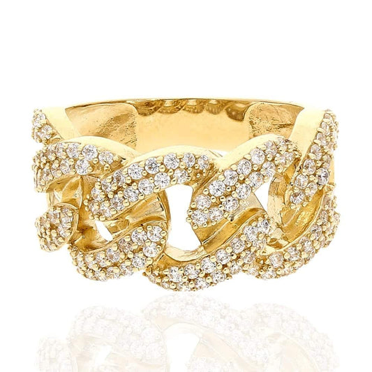 1.60CTW CZ 14K Yellow Gold Cuban Men's Ring
