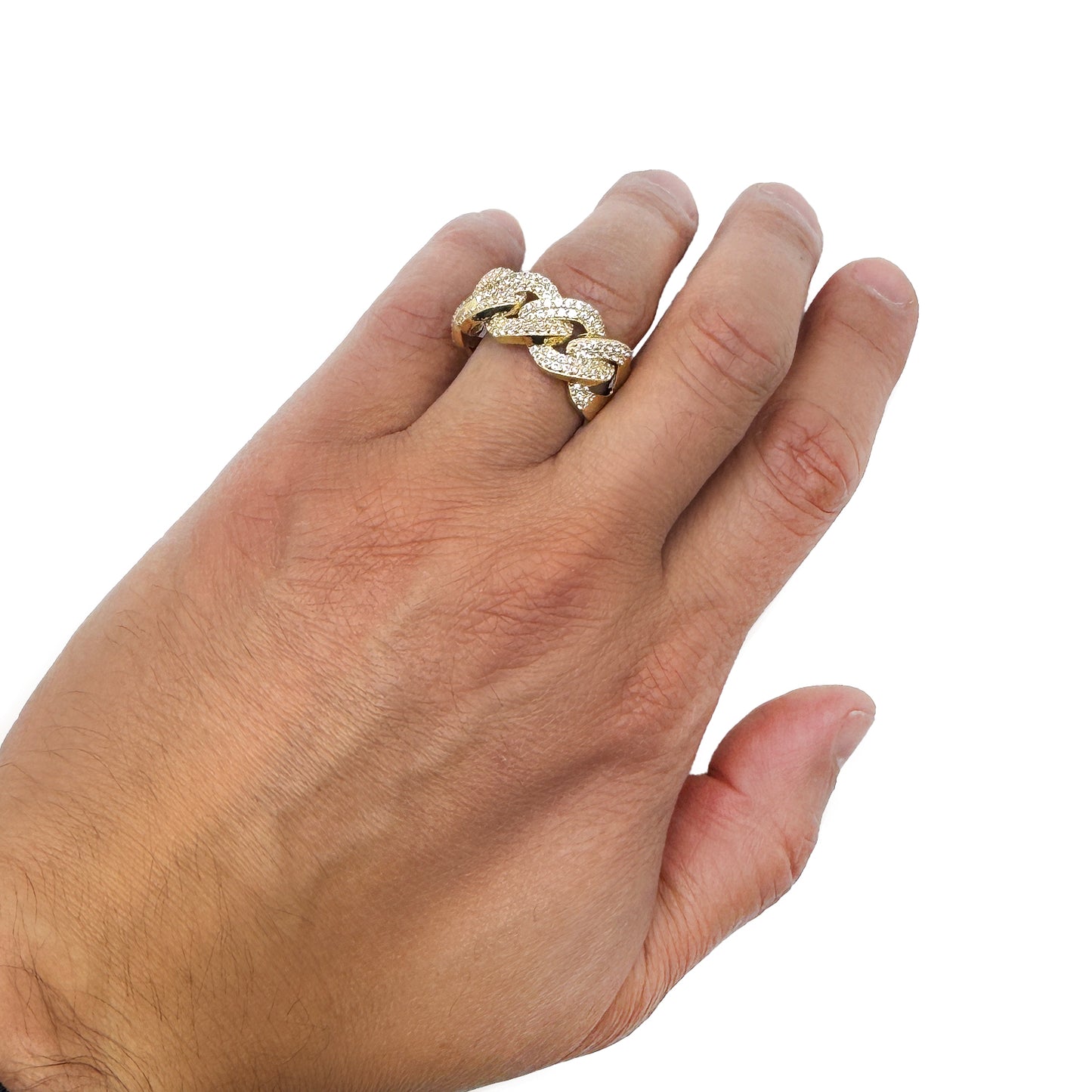 14k Gold Yellow CZ Cuban Men's Ring