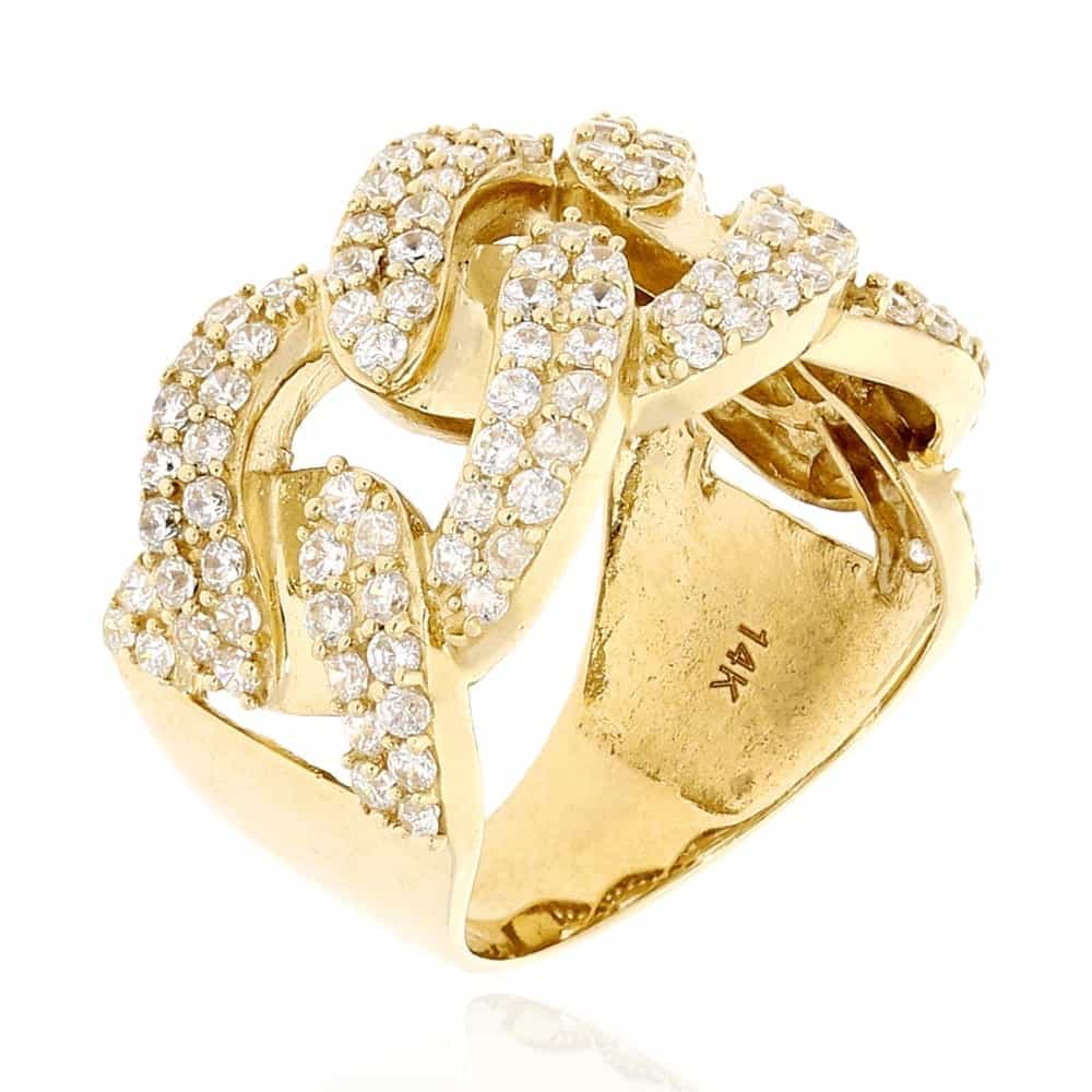 14k Gold Yellow CZ Cuban Men's Ring