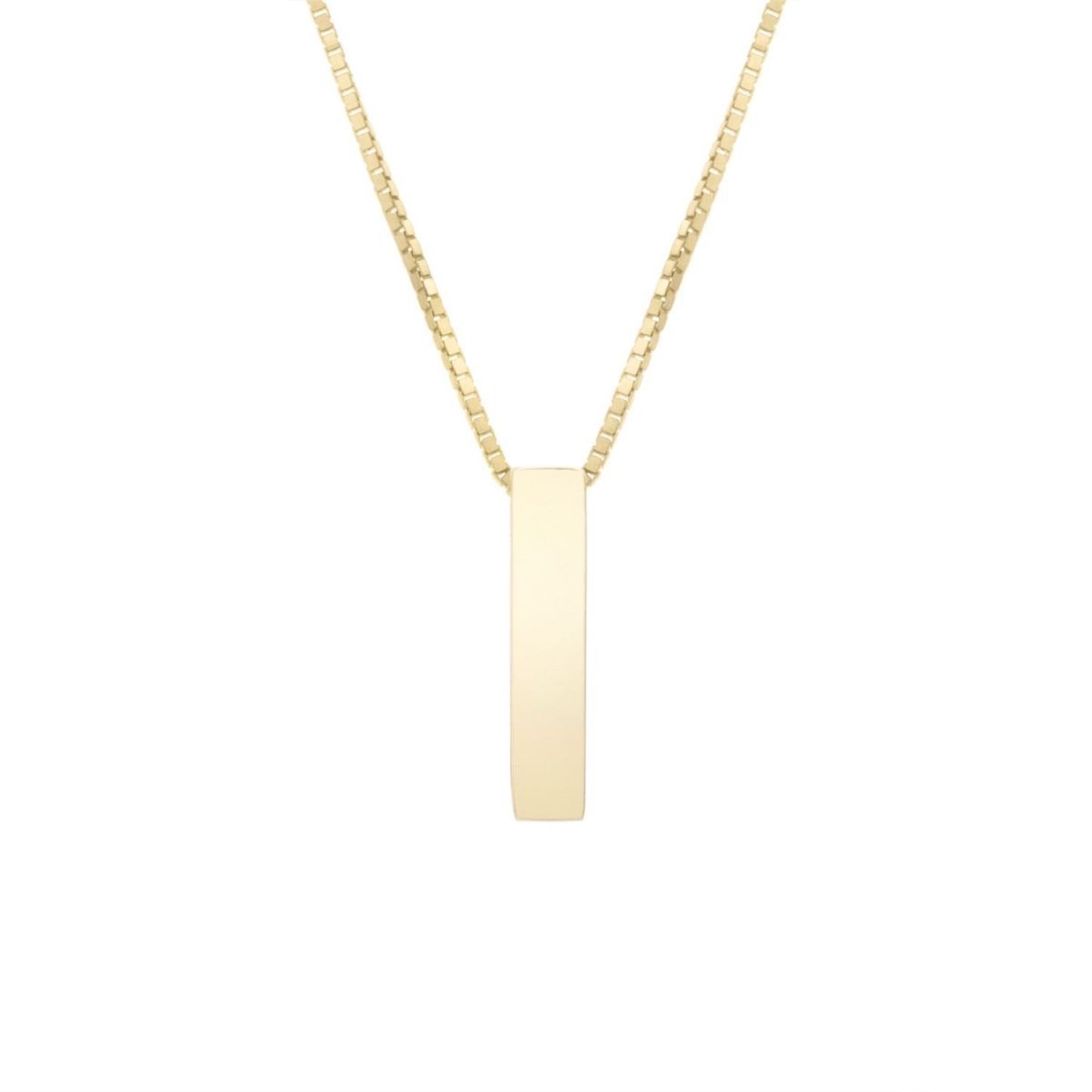 14K Gold Block Letter Initial Pendant Box Chain Necklace 16"-18"