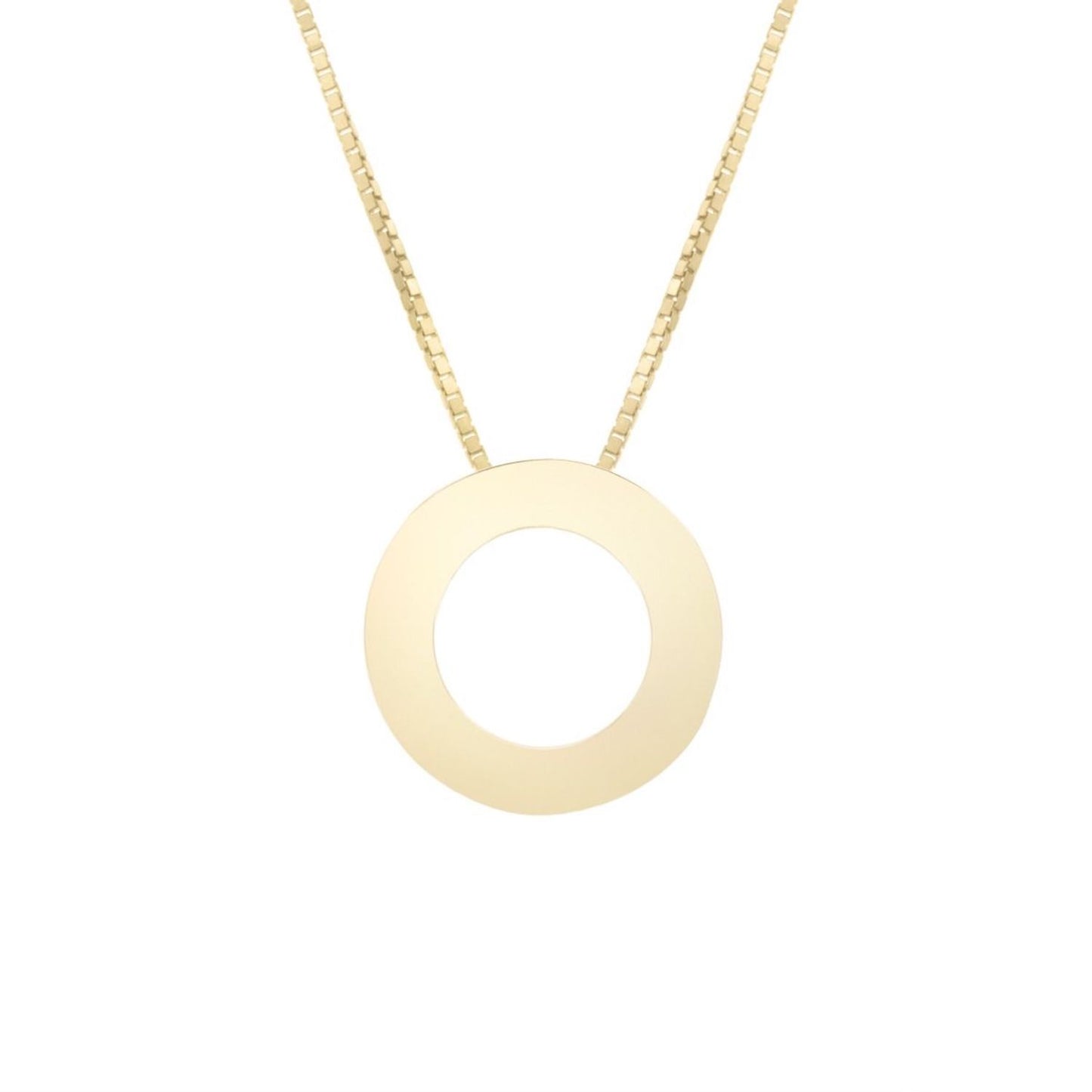 14K Gold Block Letter Initial Pendant Box Chain Necklace 16"-18"