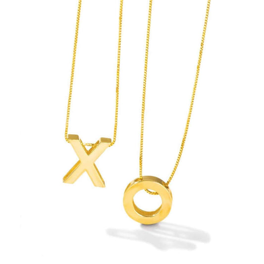 14K Yellow Gold Block Letter Initial Adjustable (Solid Links) 16"-18" Box Necklace