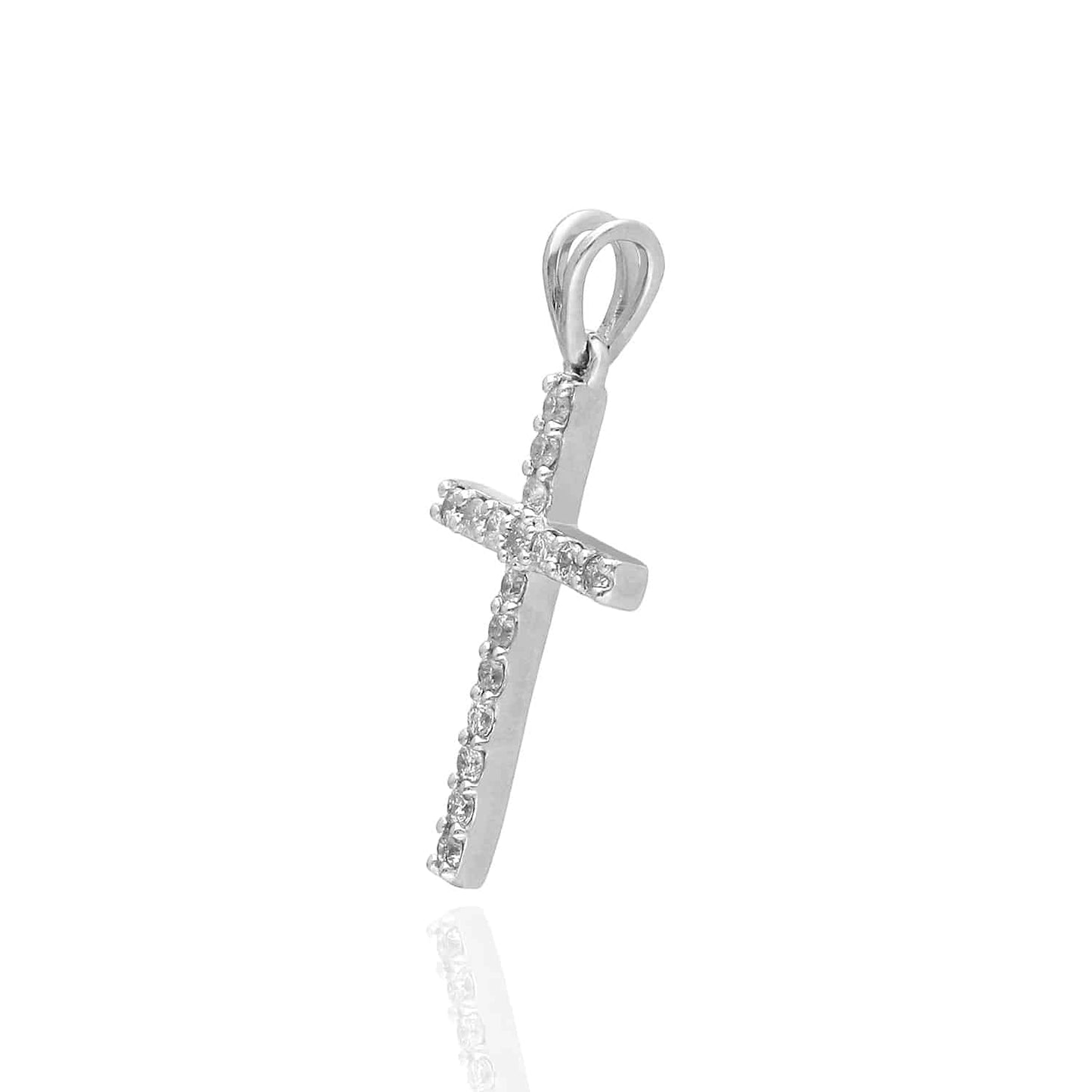 0.25CTW Natural Diamond 14K Yellow Gold White Cross Pendant 1"