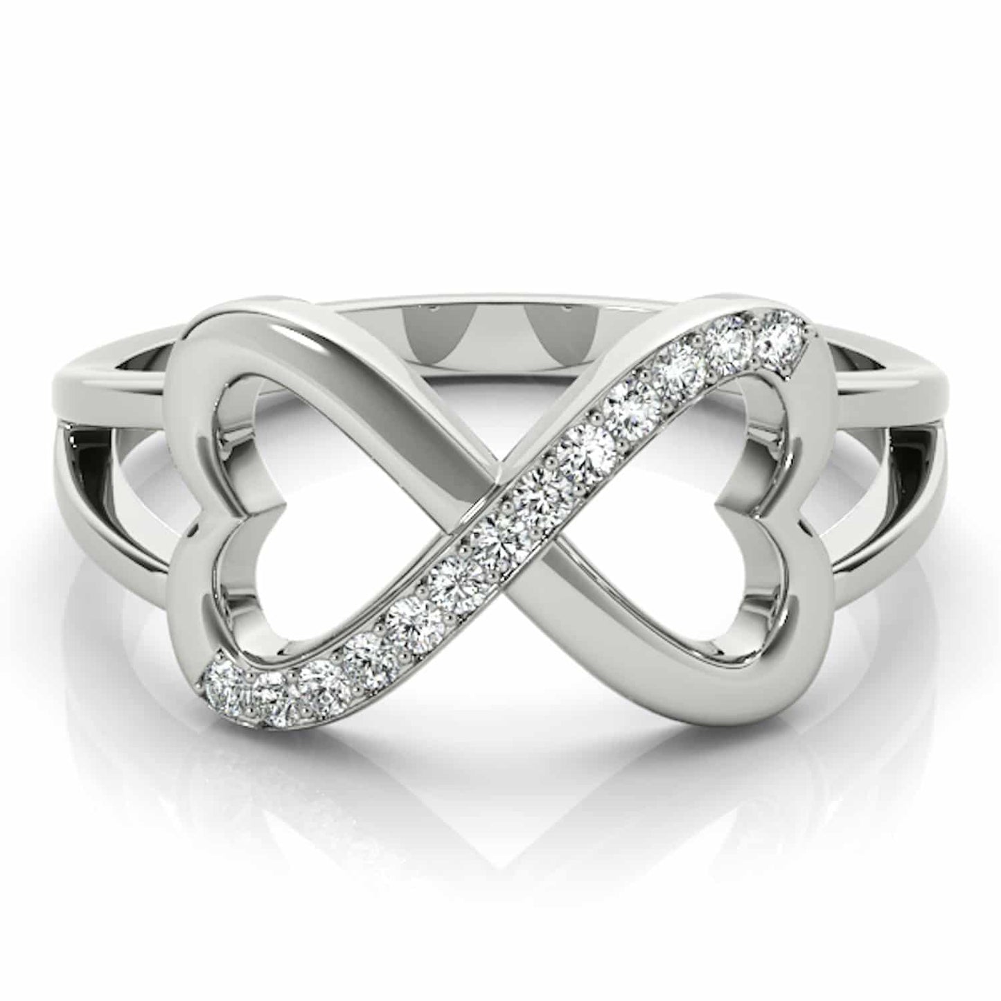 0.15CTW Real Diamond 14K Gold White Infinity Heart Ring