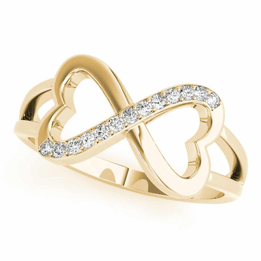 0.15CTW Natural Diamond 14K Yellow Gold Infinity Heart Ring