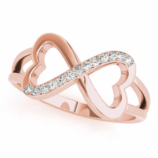 0.15CTW Natural Diamond 14K Rose Gold Infinity Heart Ring