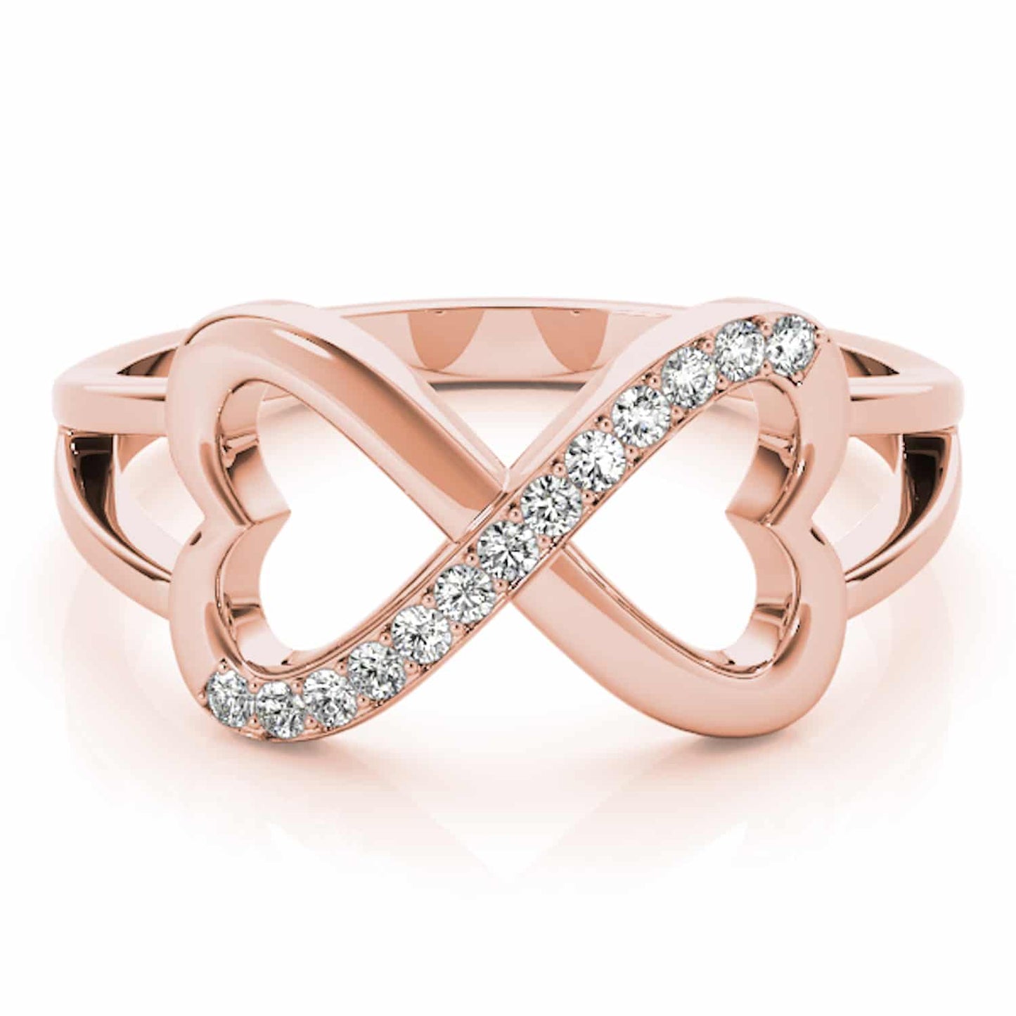 0.15CTW Natural Diamond 14K Rose Gold Infinity Heart Ring