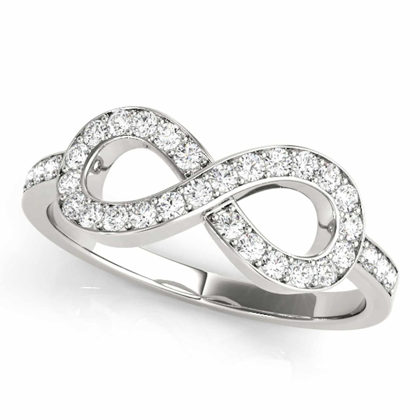 0.40CTW Real Diamond 14K Gold White Infinity Ring
