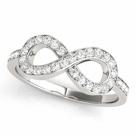 0.40CTW Natural Diamond 14K Gold White Infinity Ring