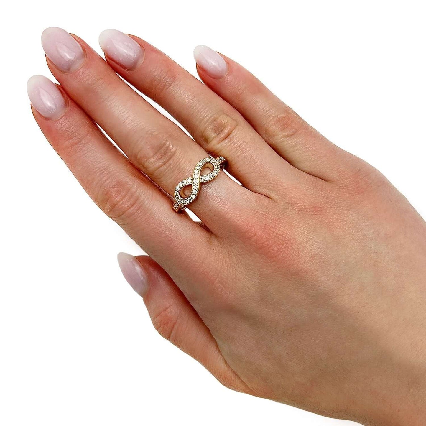 0.40CTW Natural Diamond 14K Yellow Gold Infinity Ring