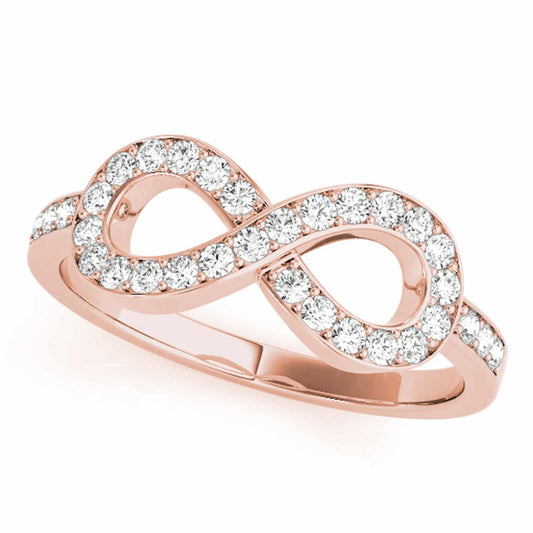 0.40CTW Natural Diamond 14K Rose Gold Infinity Ring