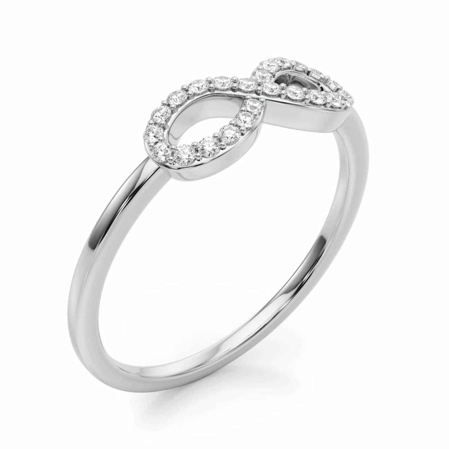 0.12CTW Natural Diamond 14K Gold White Infinity Ring