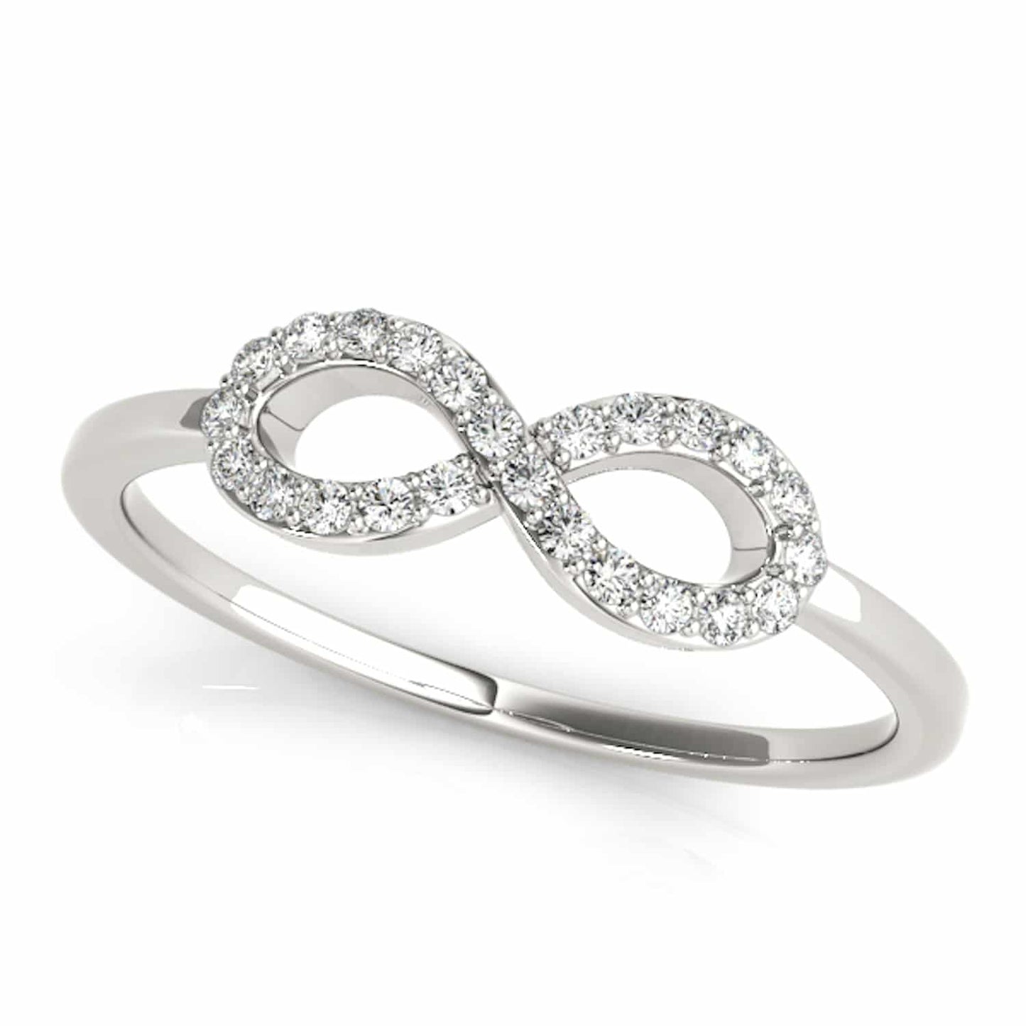 0.12CTW Natural Diamond 14K Gold White Infinity Ring
