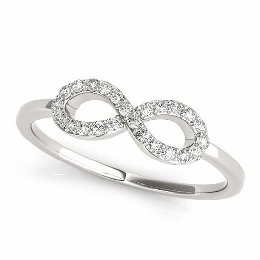 0.12CTW Natural Diamond 14K Gold White Infinity Ring