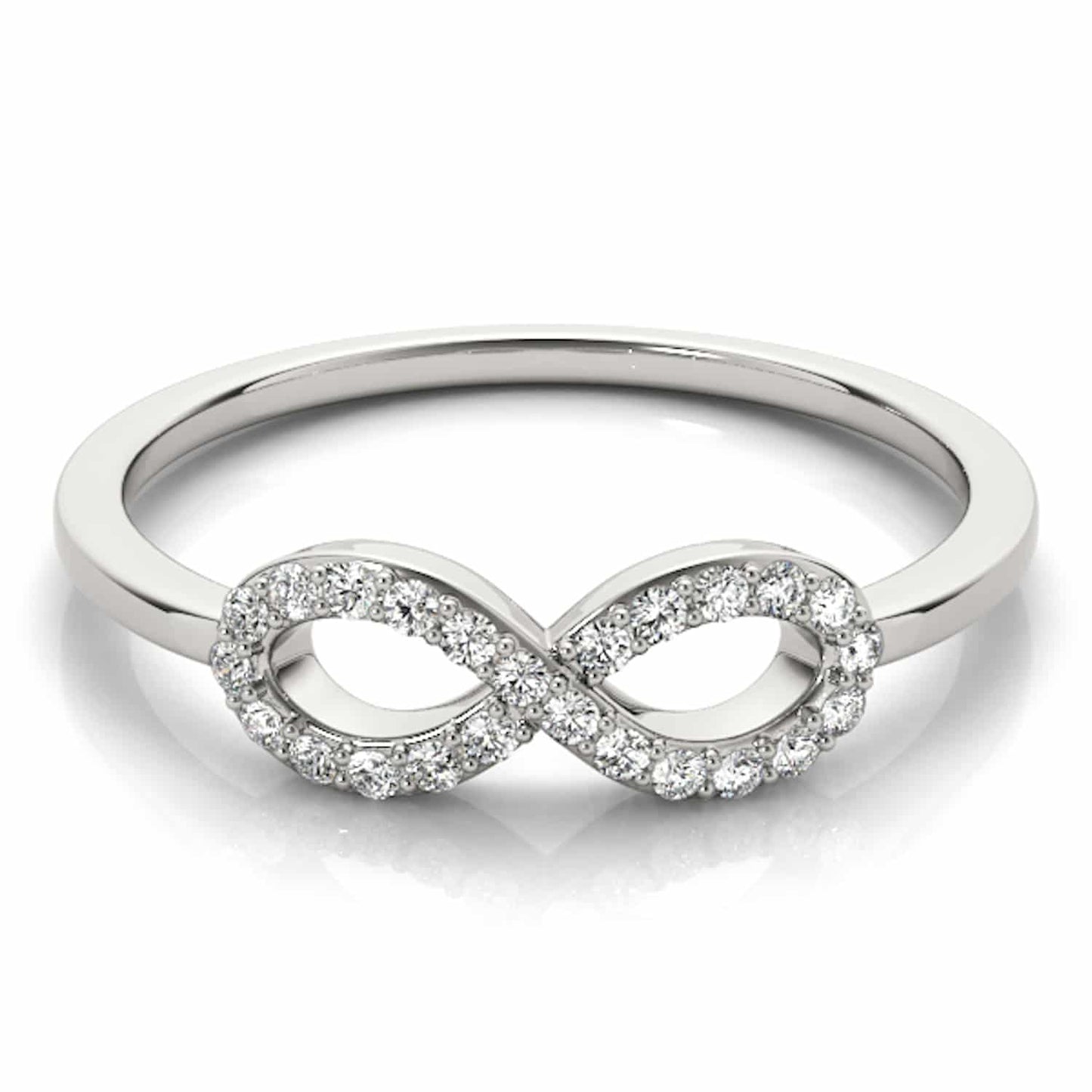 0.12CTW Natural Diamond 14K Gold White Infinity Ring