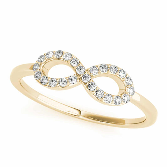 0.12CTW Natural Diamond 14K Yellow Gold Infinity Ring