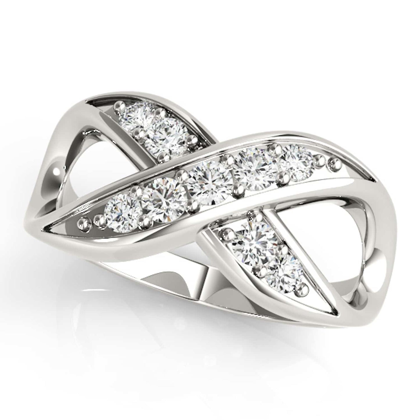 0.25CTW Natural Diamond 14K Gold White Infinity Twist Ring