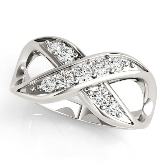 0.25CTW Natural Diamond 14K Gold White Infinity Twist Ring