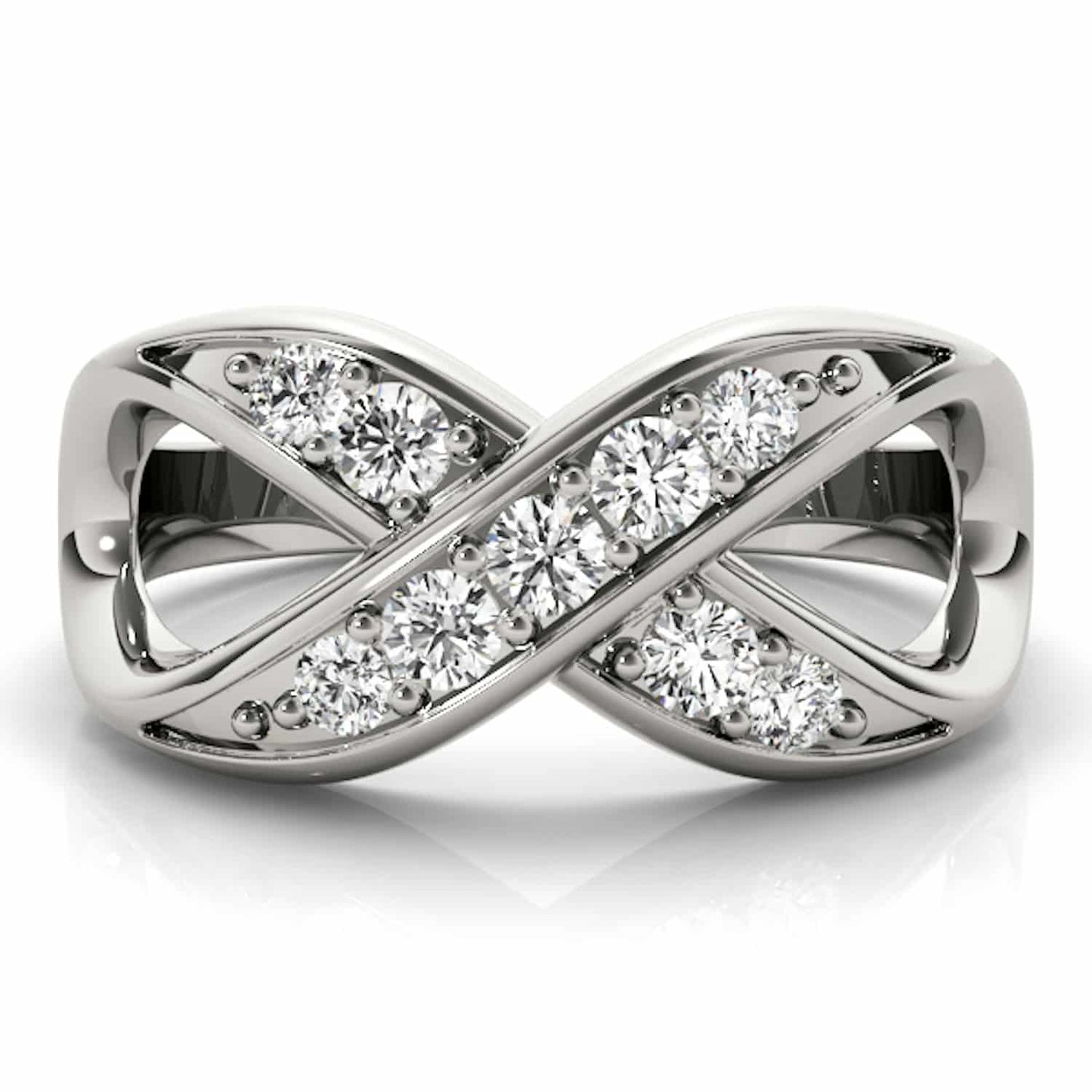 0.25CTW Natural Diamond 14K Gold White Infinity Twist Ring