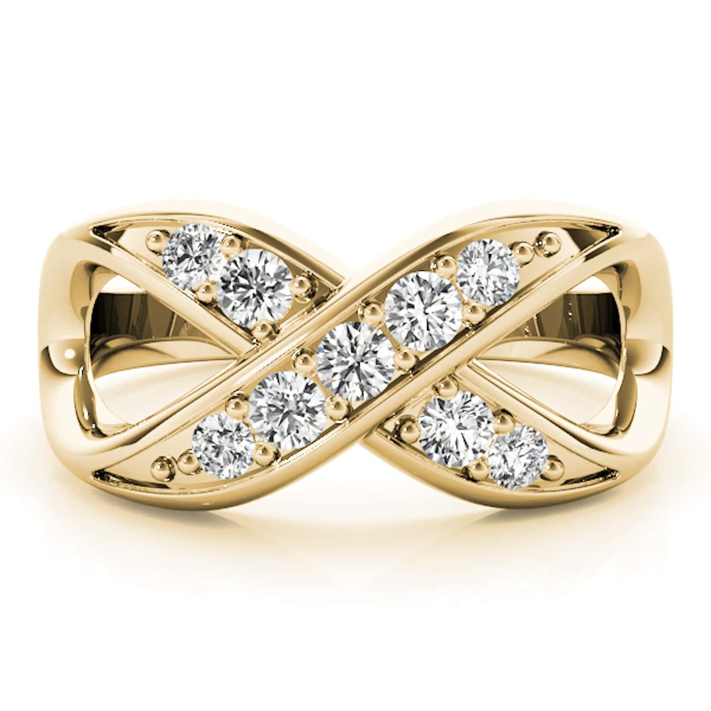0.25CTW Natural Diamond 14K Yellow Gold Infinity Twist Ring