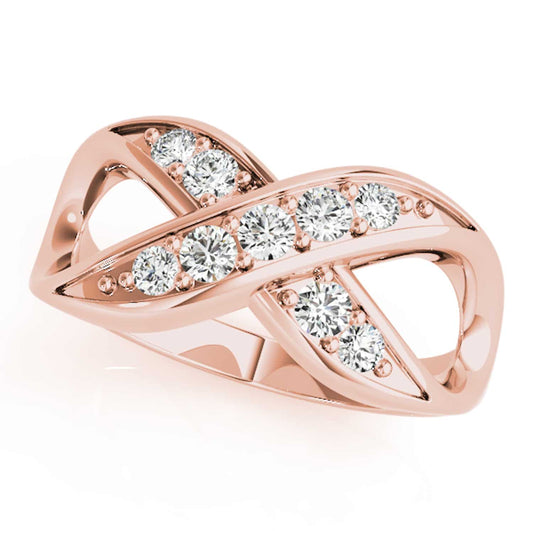 0.25CTW Natural Diamond 14K Rose Gold Infinity Ring