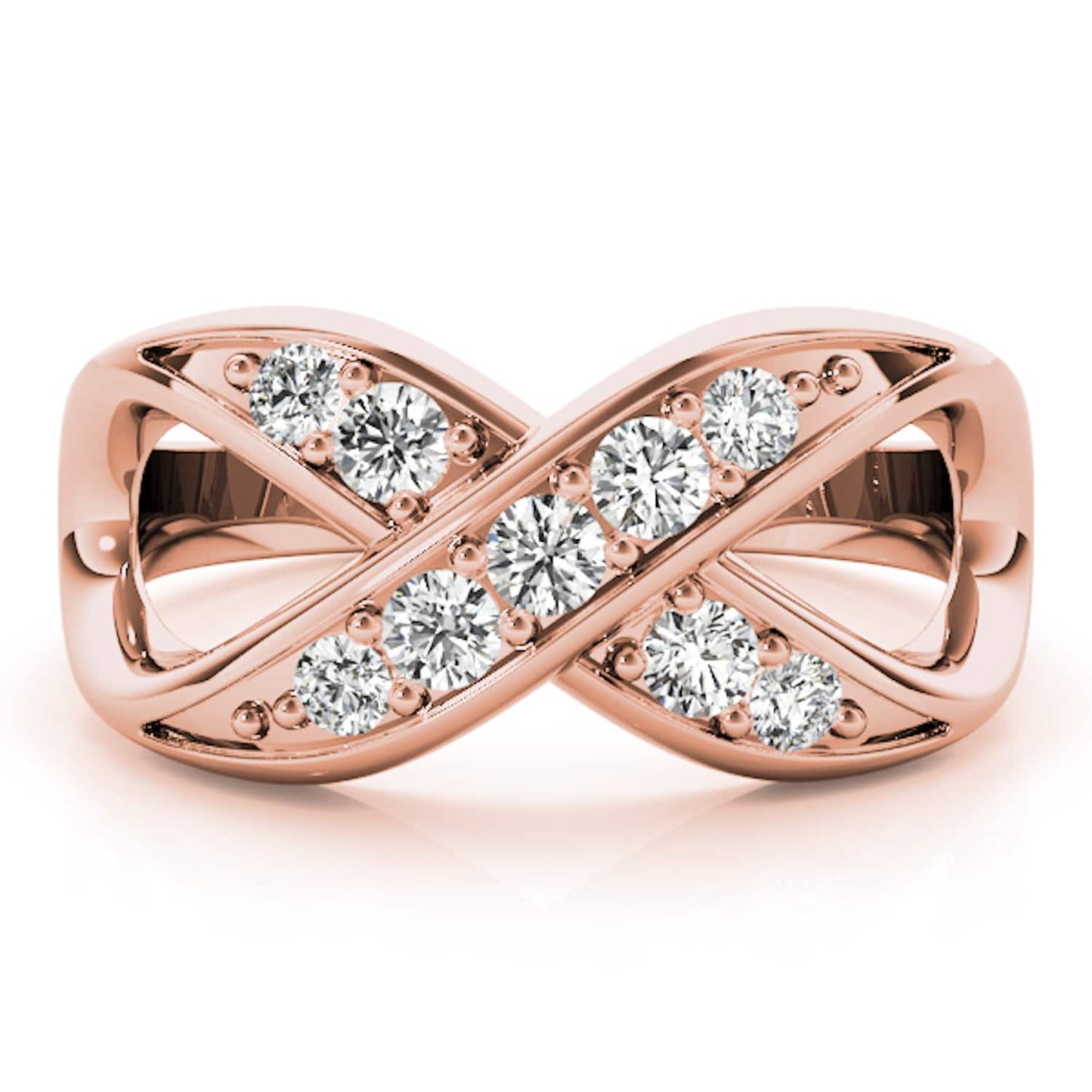 0.25CTW Natural Diamond 14K Rose Gold Infinity Ring