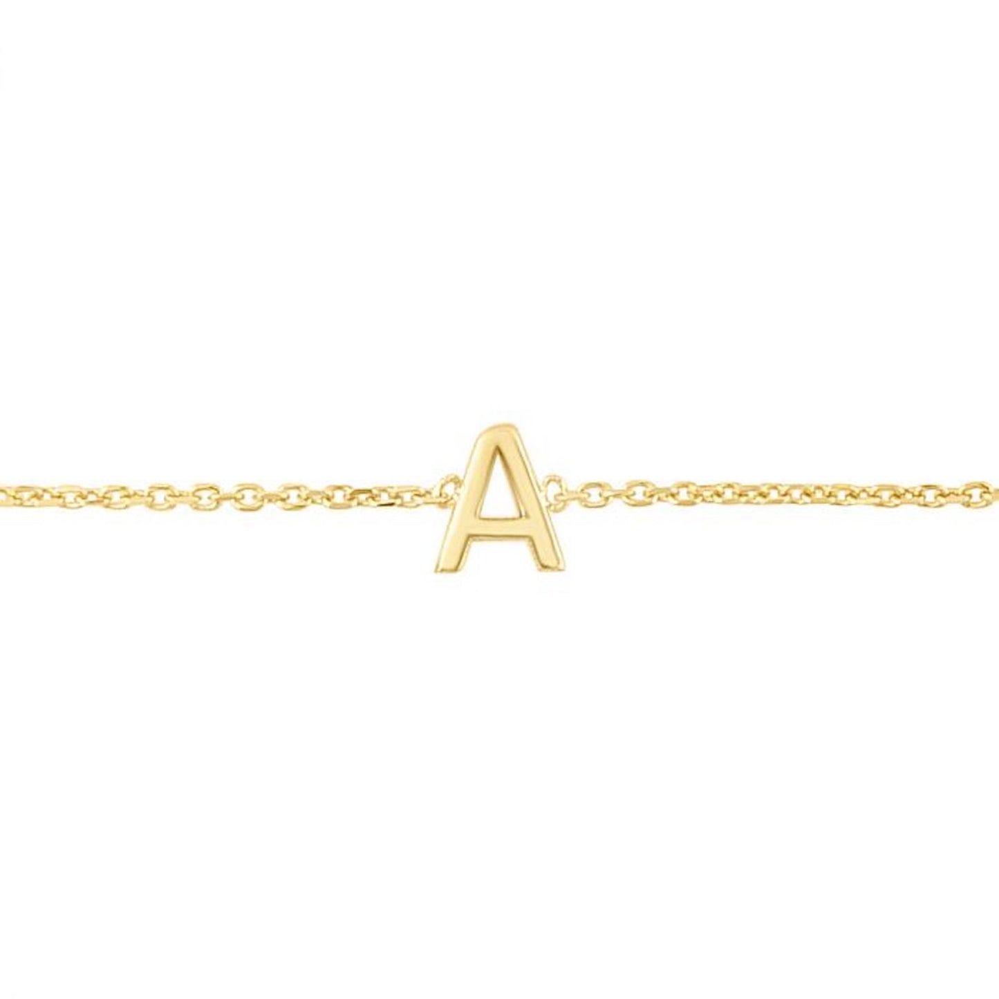 14K Gold Yellow Letter Initials Bracelet 6.5"-7" Adjustable