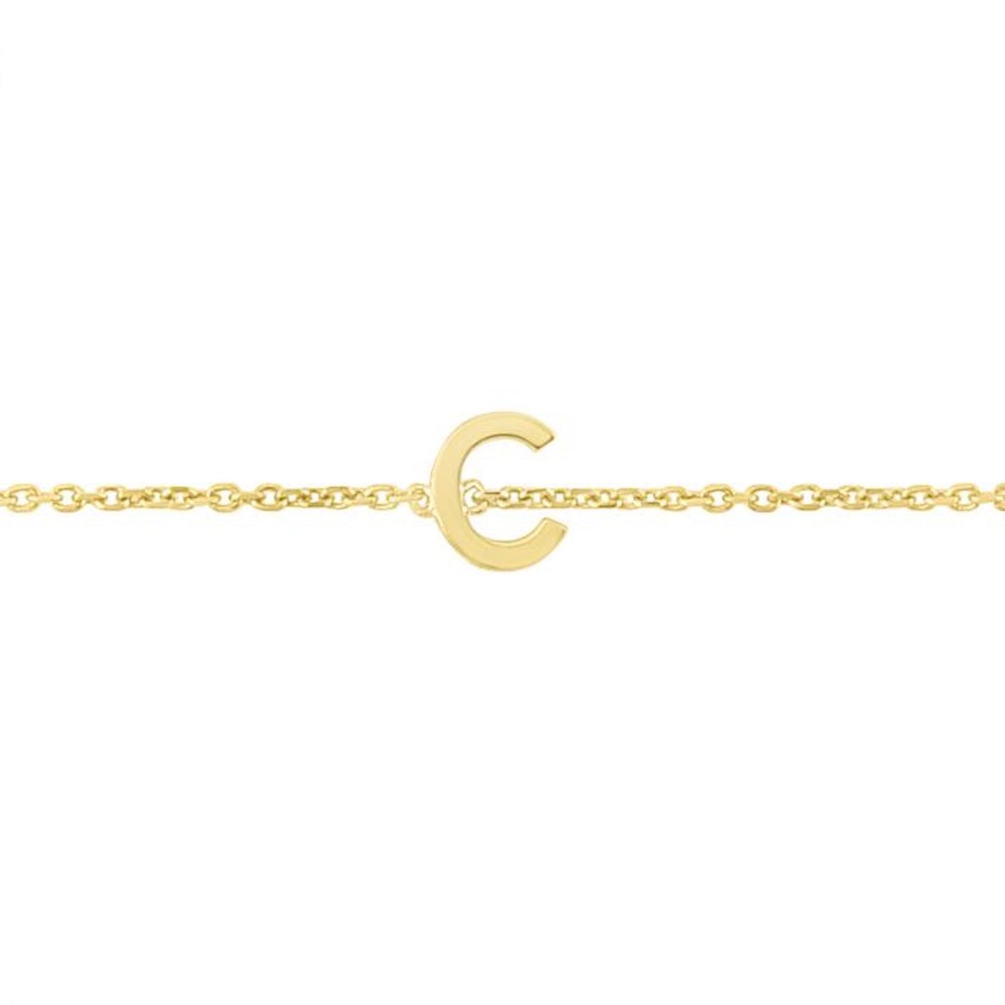 14K Gold Yellow Letter Initials Bracelet 6.5"-7" Adjustable