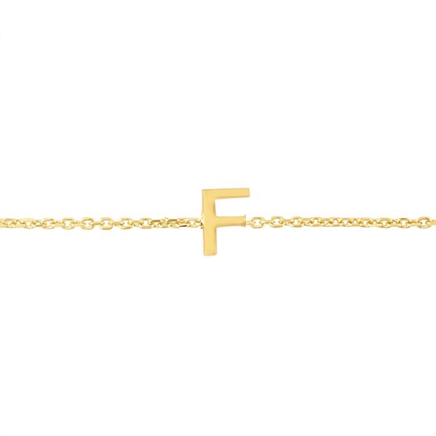 14K Gold Yellow Letter Initials Bracelet 6.5"-7" Adjustable