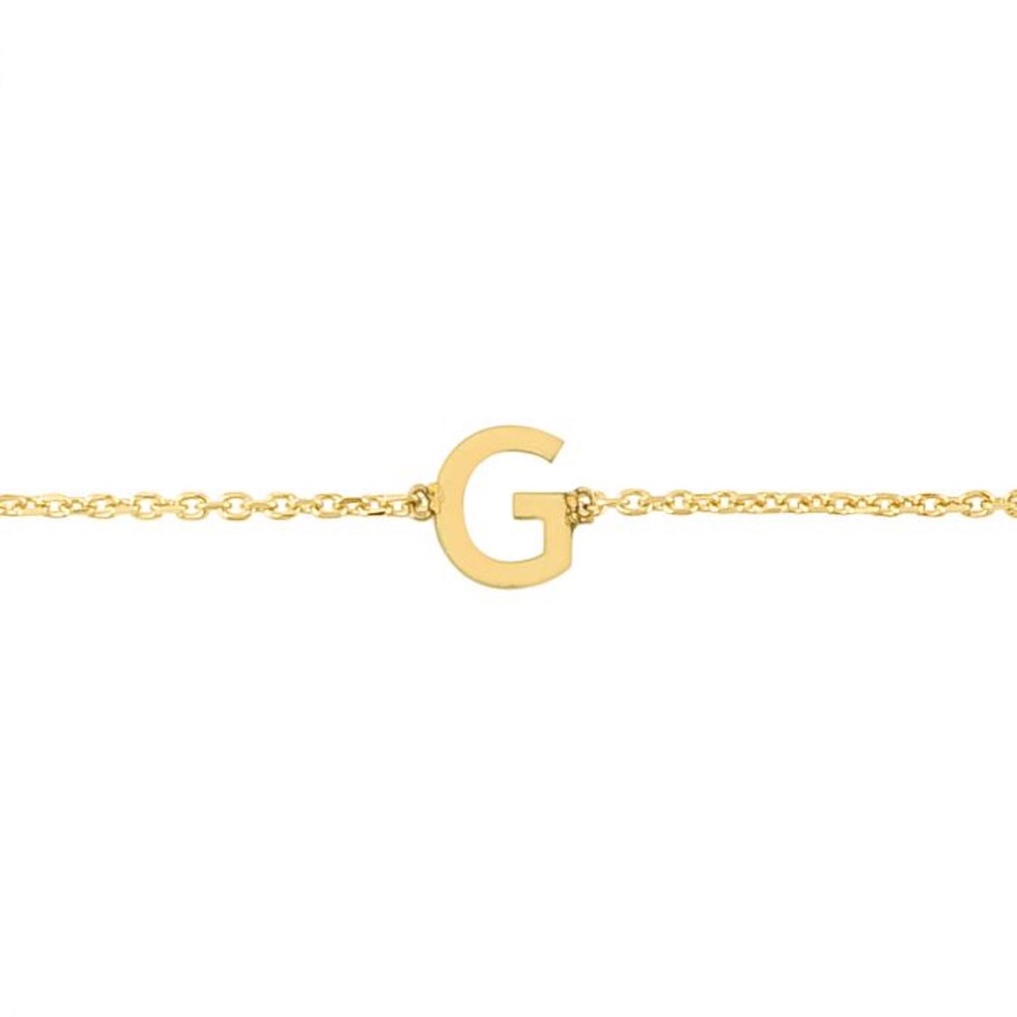 14K Gold Yellow Letter Initials Bracelet 6.5"-7" Adjustable