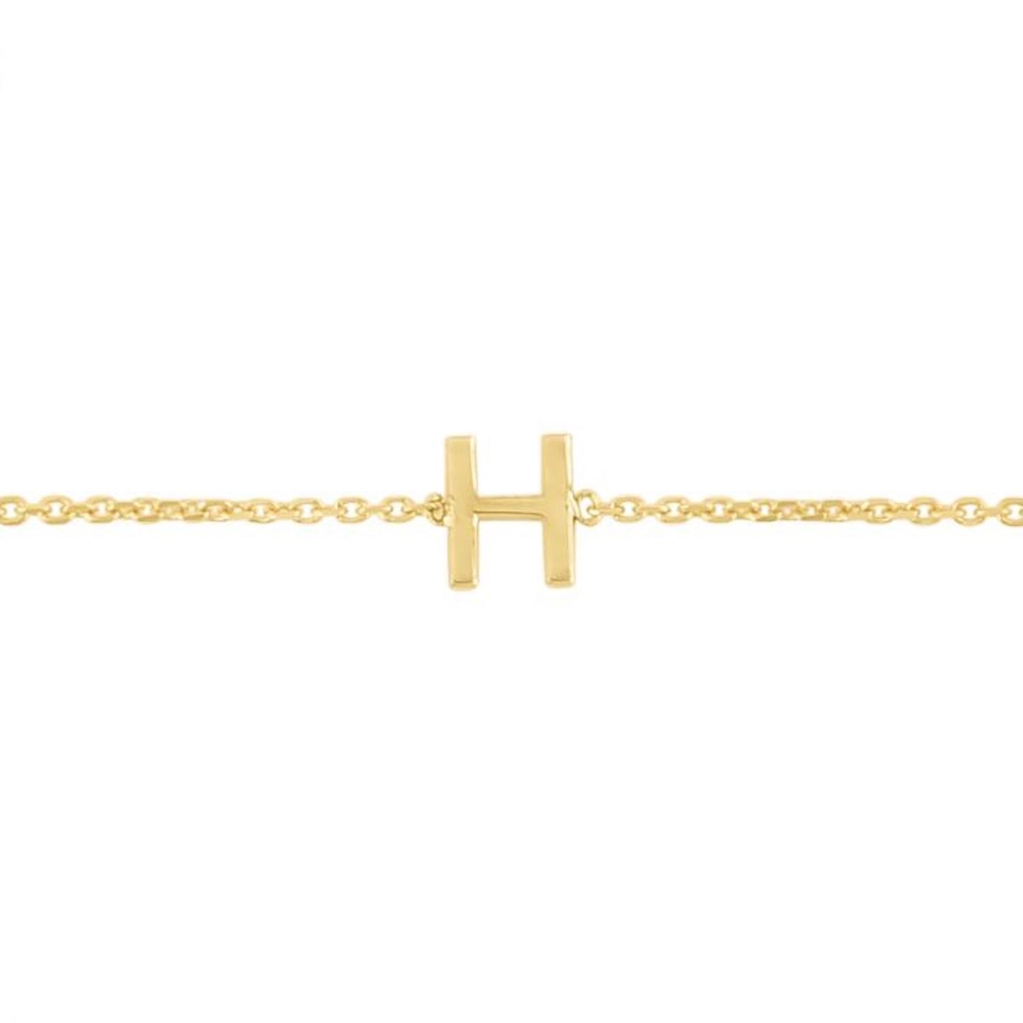 14K Gold Yellow Letter Initials Bracelet 6.5"-7" Adjustable