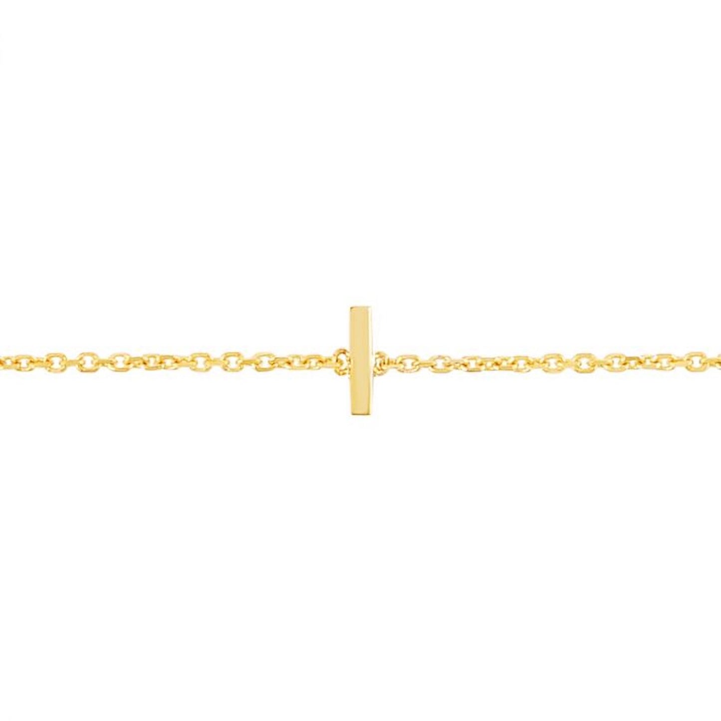 14K Gold Yellow Letter Initials Bracelet 6.5"-7" Adjustable