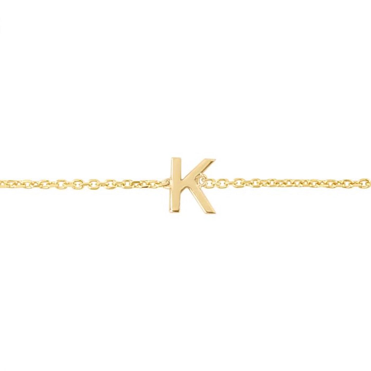 14K Gold Yellow Letter Initials Bracelet 6.5"-7" Adjustable