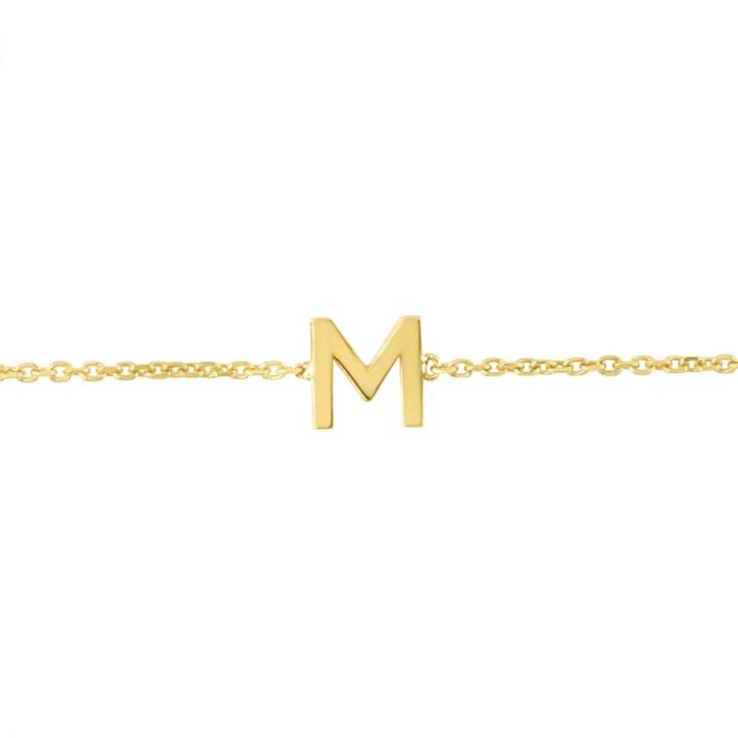 14K Gold Yellow Letter Initials Bracelet 6.5"-7" Adjustable