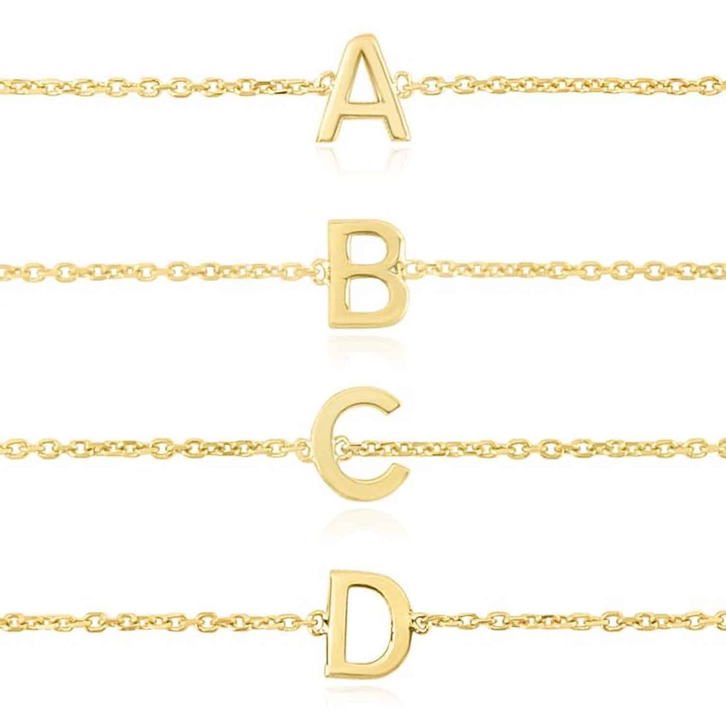 14K Gold Yellow Letter Initials Bracelet 6.5"-7" Adjustable