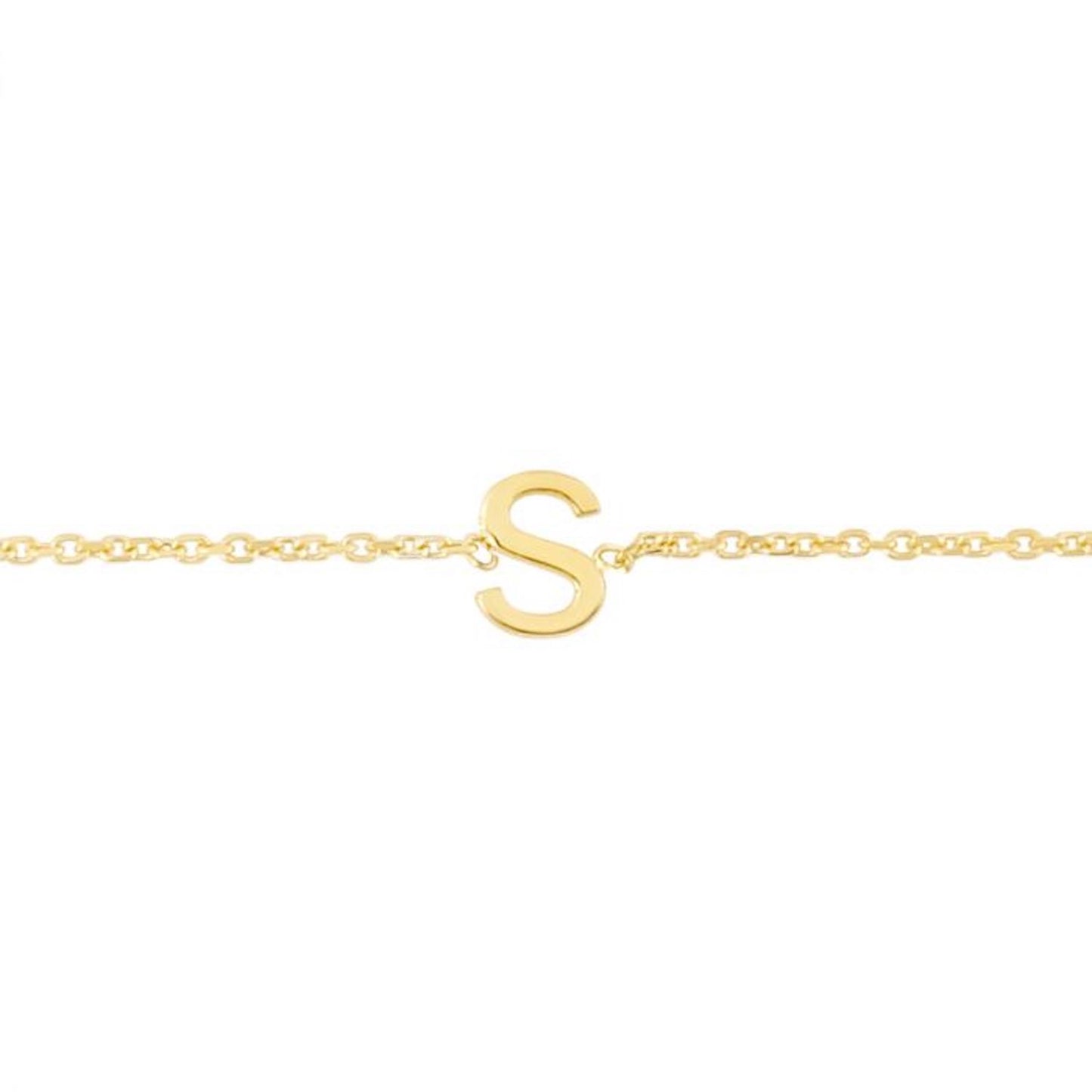 14K Gold Yellow Letter Initials Bracelet 6.5"-7" Adjustable