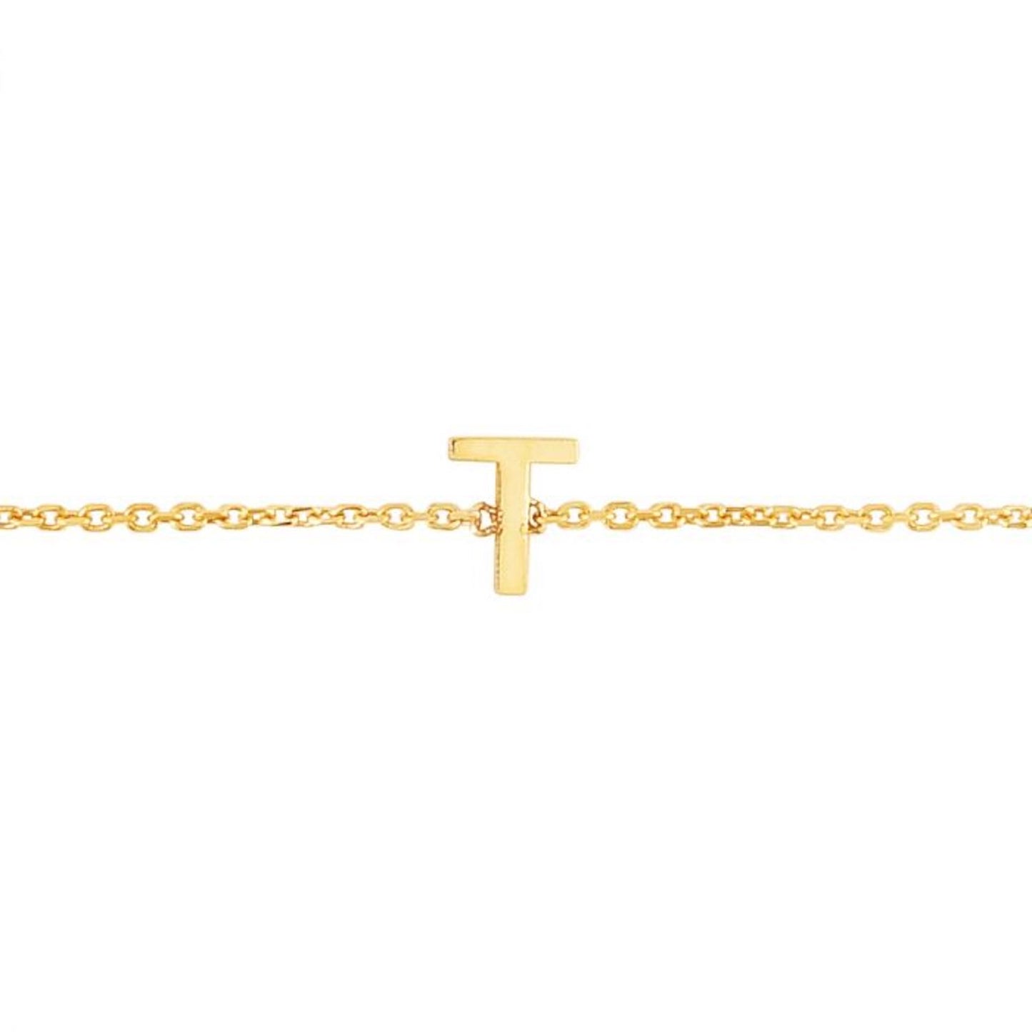 14K Gold Yellow Letter Initials Bracelet 6.5"-7" Adjustable