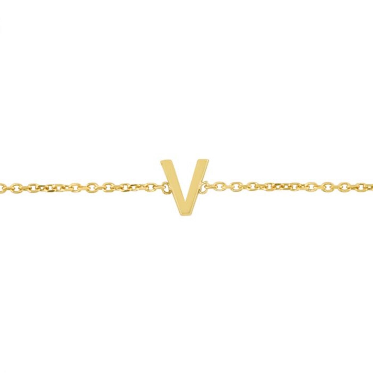 14K Gold Yellow Letter Initials Bracelet 6.5"-7" Adjustable