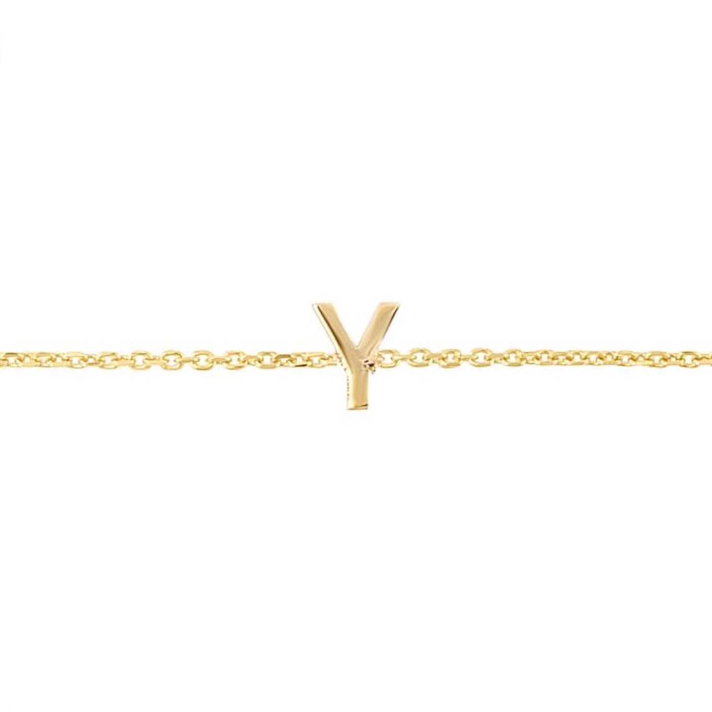 14K Gold Yellow Letter Initials Bracelet 6.5"-7" Adjustable