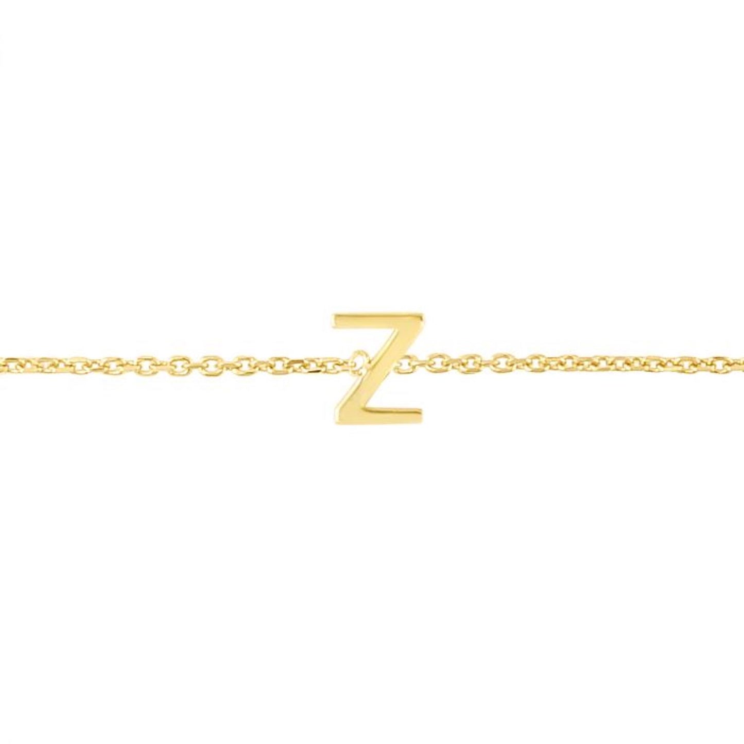 14K Gold Yellow Letter Initials Bracelet 6.5"-7" Adjustable