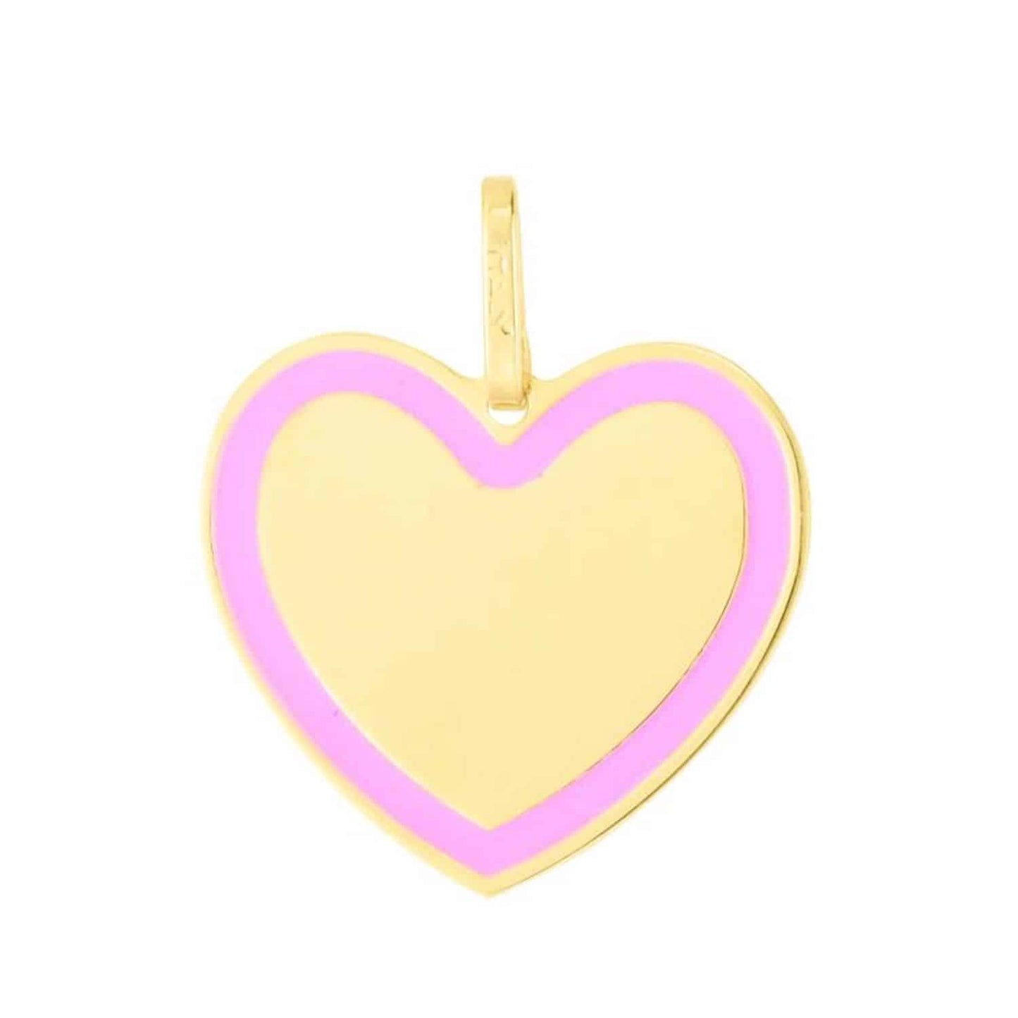 14K Gold Blue Green Pink Yellow Outlined Heart Charm Pendant 0.55"