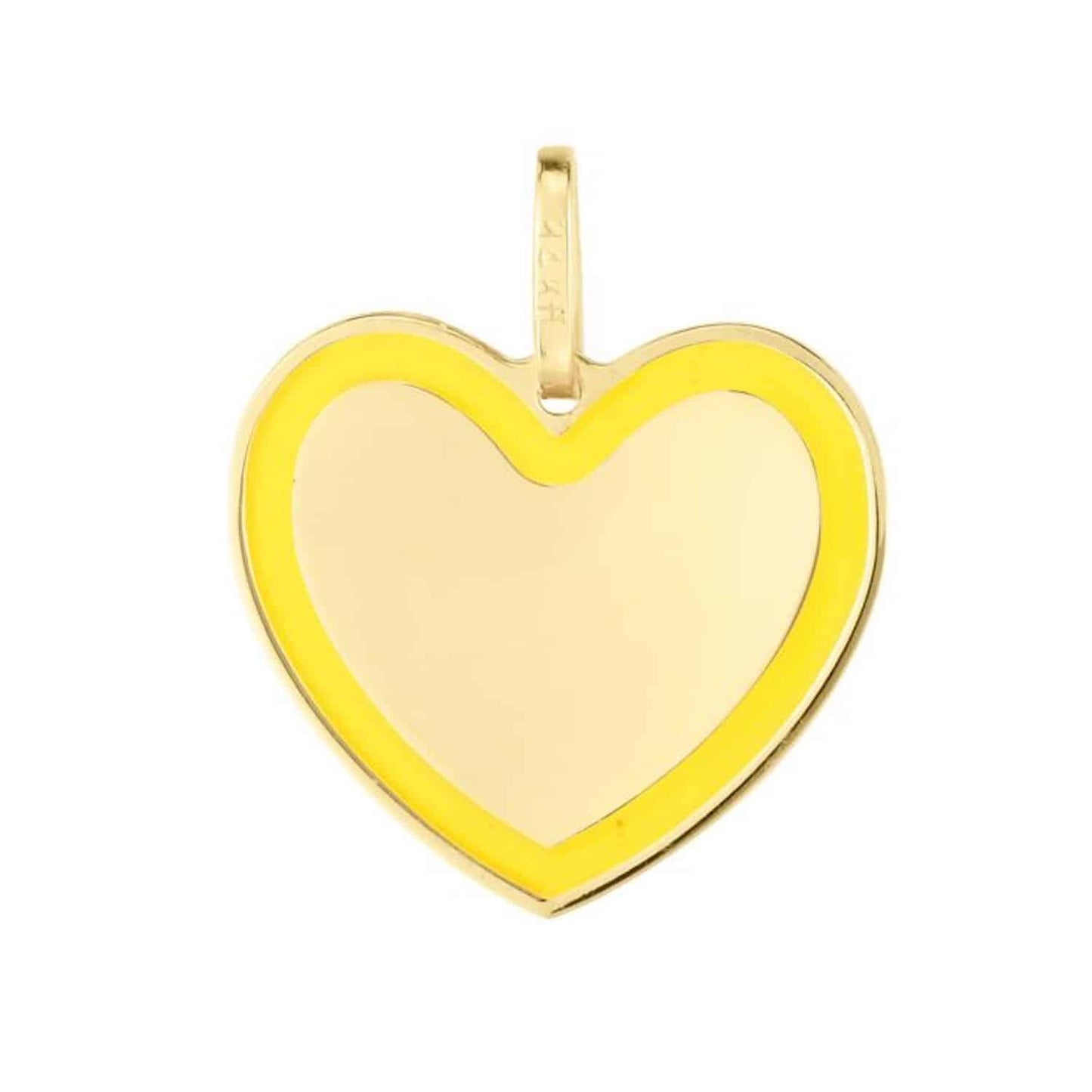 14K Gold Blue Green Pink Yellow Outlined Heart Charm Pendant 0.55"