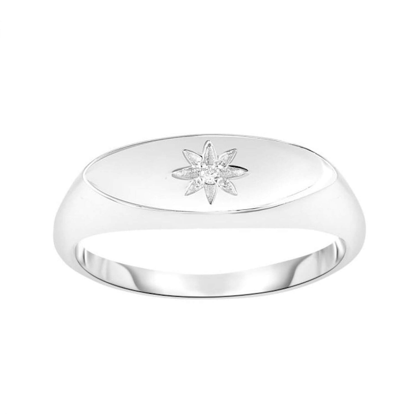 Real Diamond Sterling Silver Flower Ring